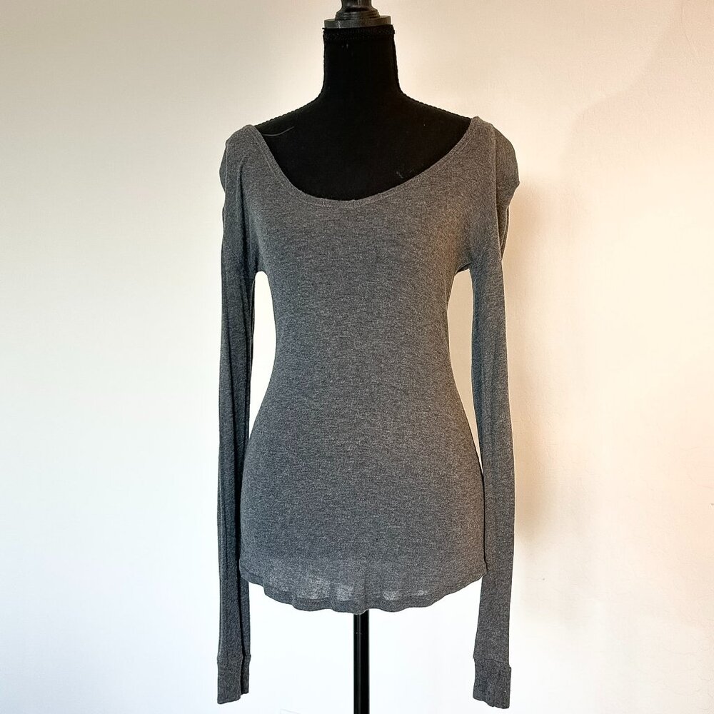 Long-sleeve Scoop Neck Top, Cashmere/Viscose Blend, S